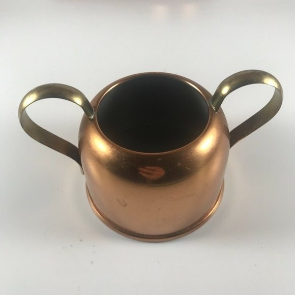 Vintage Copper and Brass Cream Sugar & Tray Set - Coppercraft Guild - Picture 3 of 10
